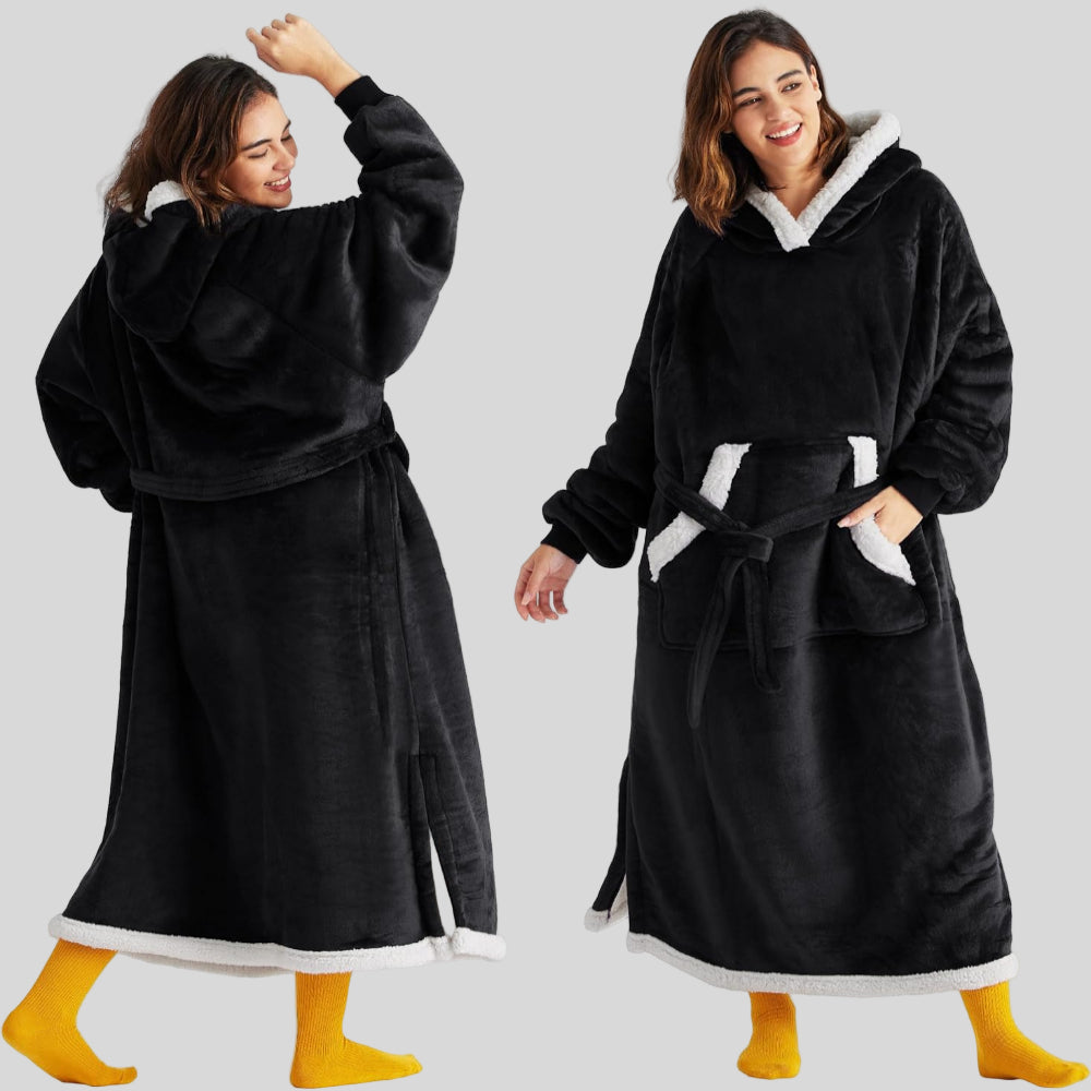 Unisex Cozy Oversized Blanket Hoodie Robe - Hooded Long Sleeve
