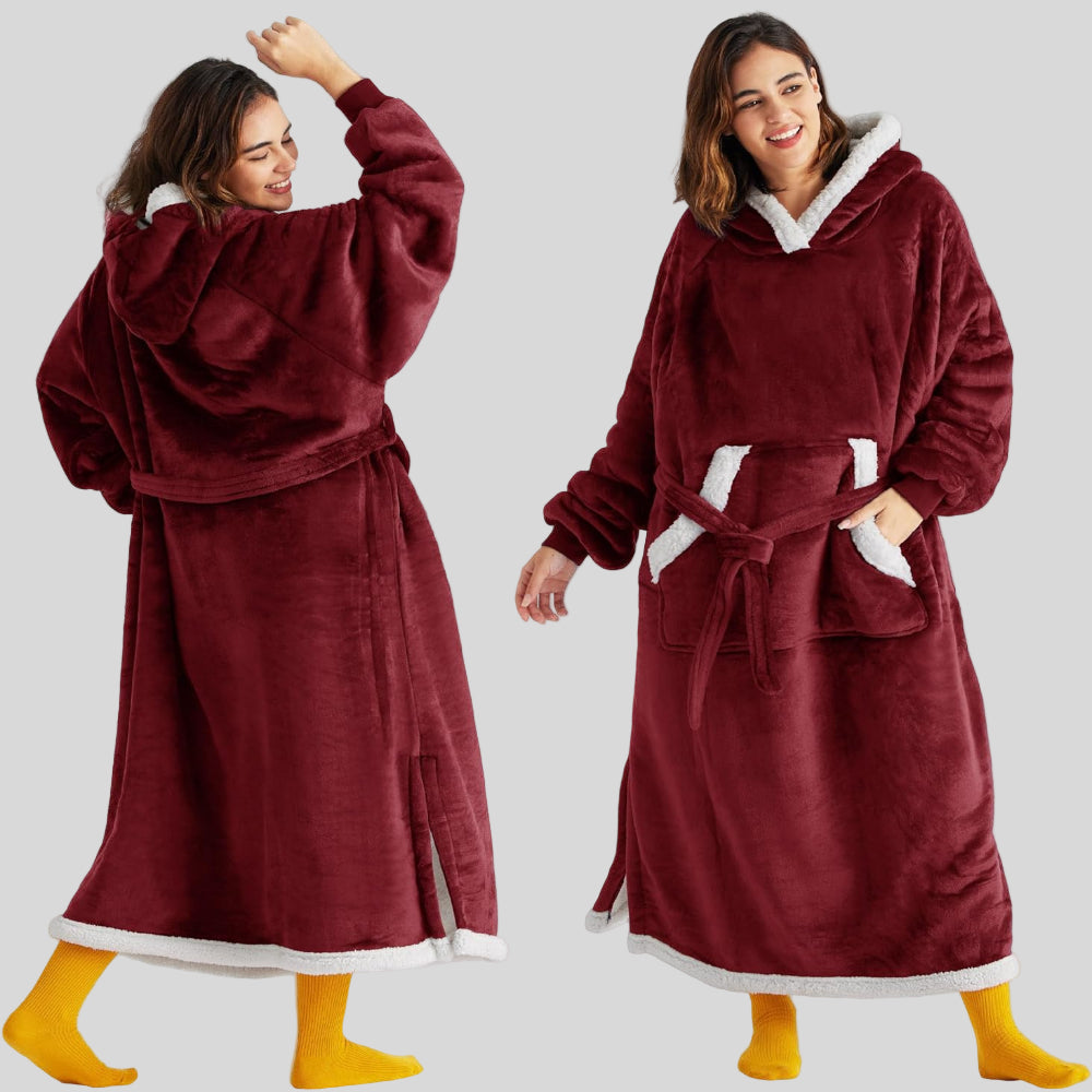 Unisex Cozy Oversized Blanket Hoodie Robe - Hooded Long Sleeve