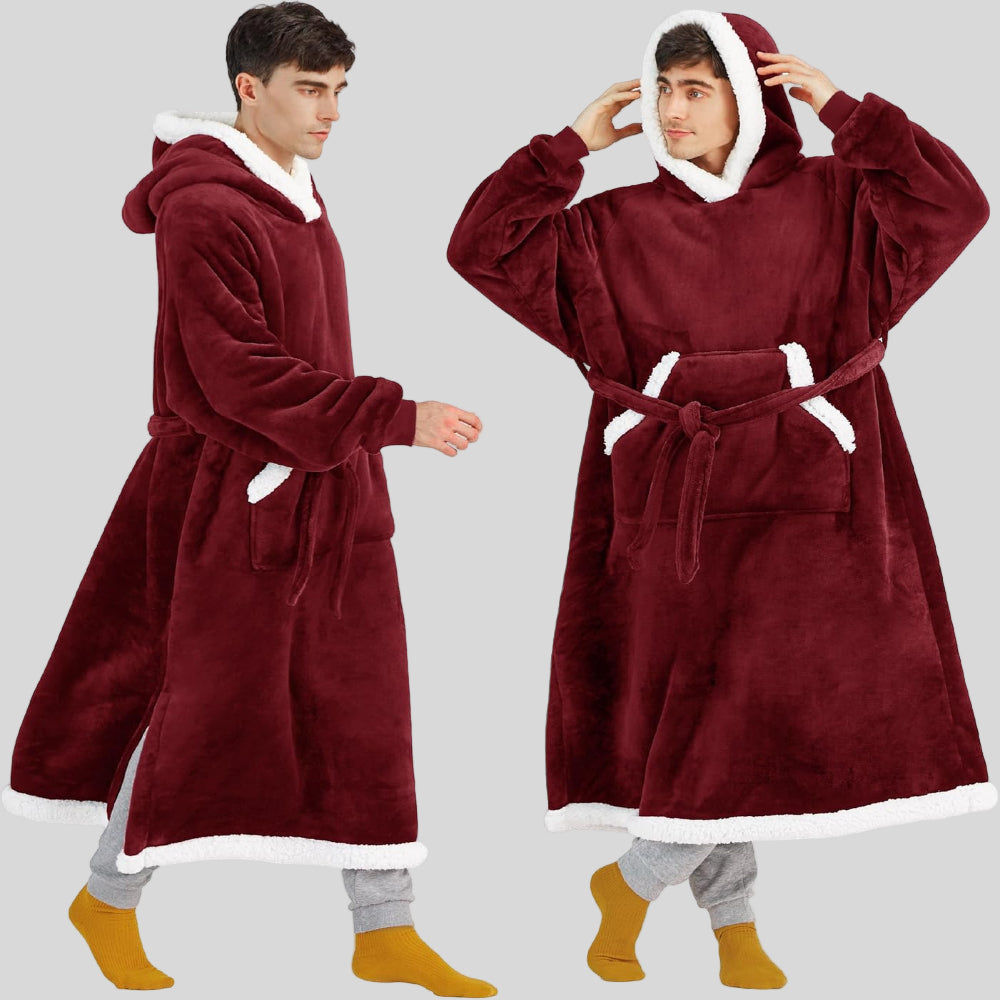 Unisex Cozy Oversized Blanket Hoodie Robe - Hooded Long Sleeve