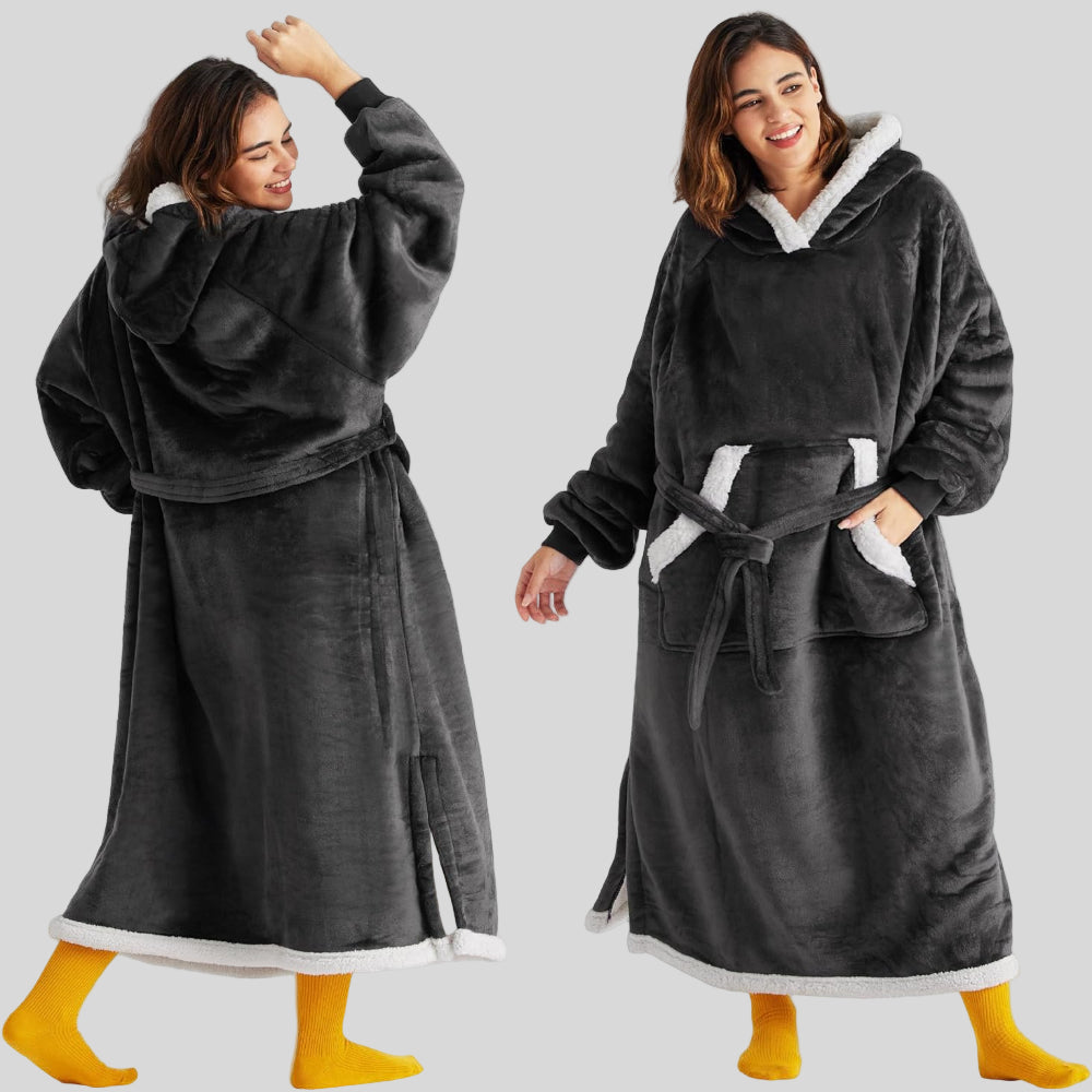 Unisex Cozy Oversized Blanket Hoodie Robe - Hooded Long Sleeve