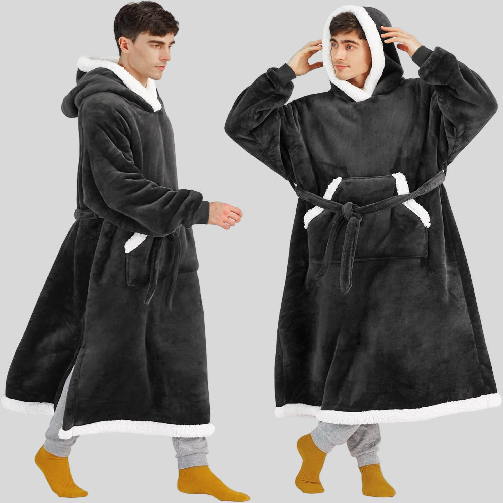Unisex Cozy Oversized Blanket Hoodie Robe - Hooded Long Sleeve
