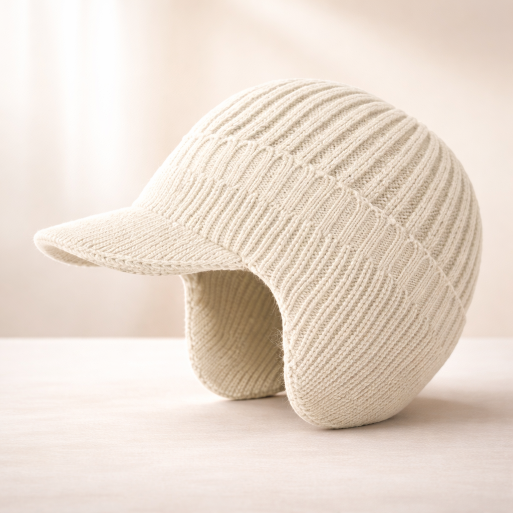Unisex Winter Knit Hat Brimmed Ear Flap Beanie Warm