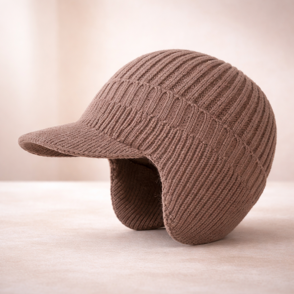 Unisex Winter Knit Hat Brimmed Ear Flap Beanie Warm