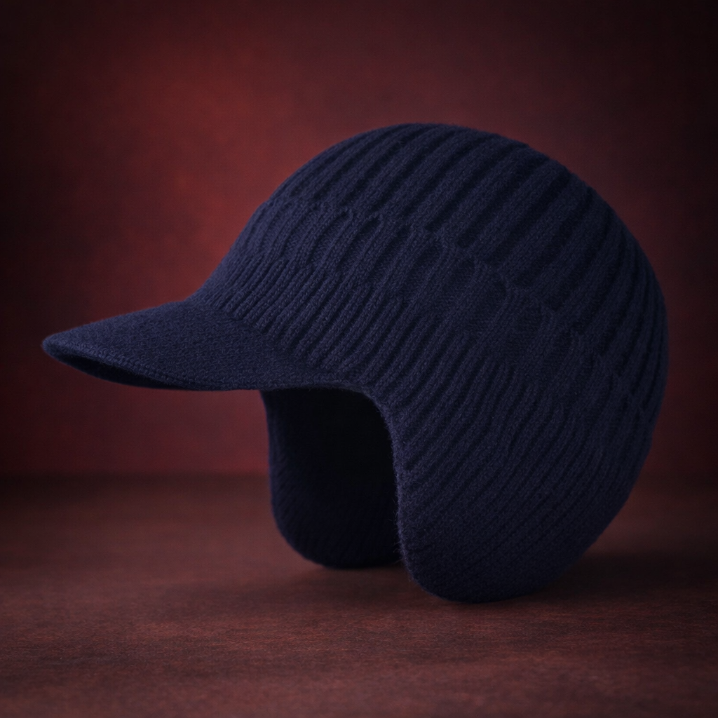 Unisex Winter Knit Hat Brimmed Ear Flap Beanie Warm