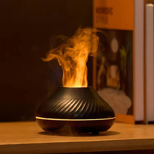 Luxury Ultrasonic Aroma Diffuser with Calming Flame Light and 130ml Capacity