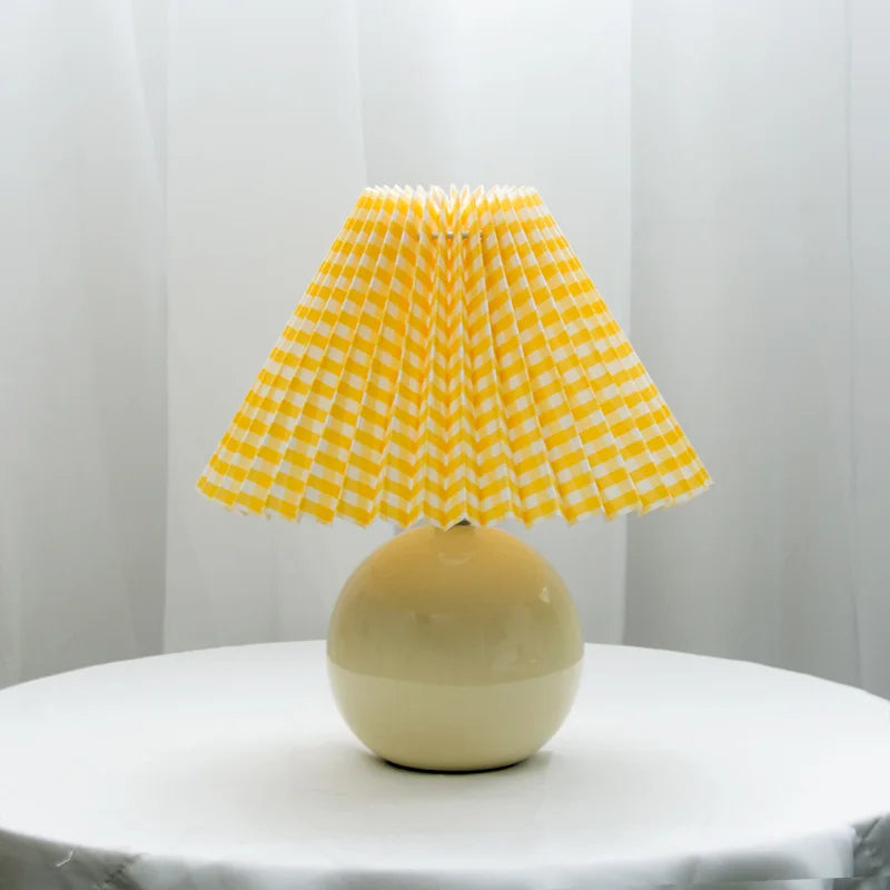 Luminous Heritage: Vintage Table Lamp with Pleated Shade – Elegant Antique Retro Nightstand Lighting Solutions