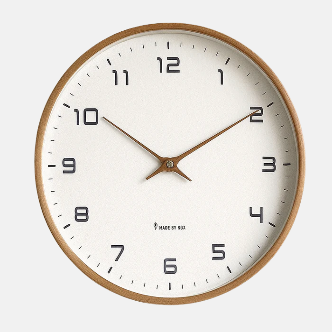 Wall Clock Scandinavian Minimal Wooden Round Home Decor