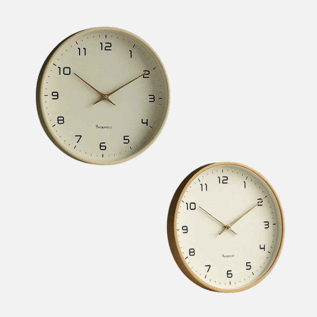 Wall Clock Scandinavian Minimal Wooden Round Home Decor