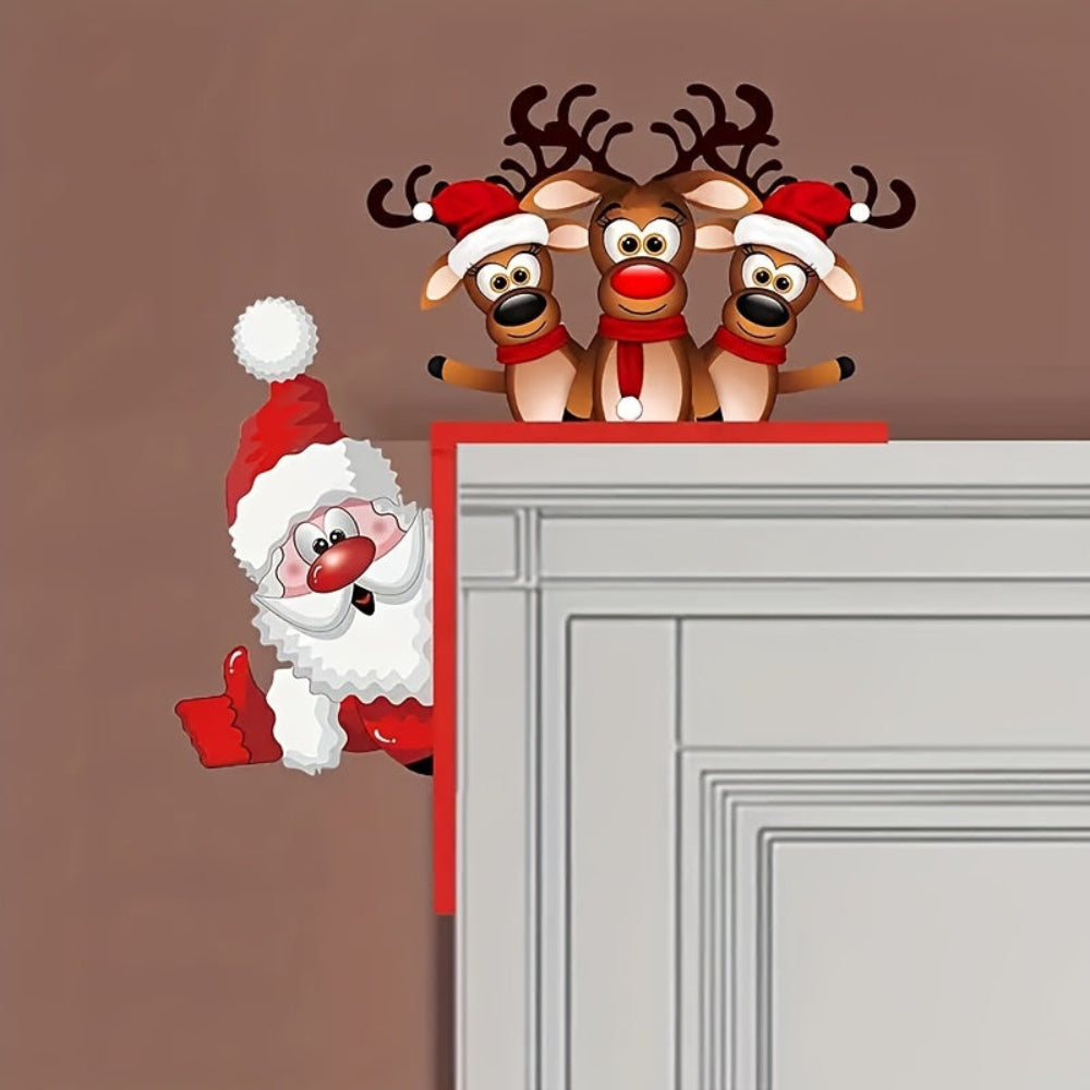 Wall Decor Christmas Santa’s Reindeer Door Frame Holiday Accent