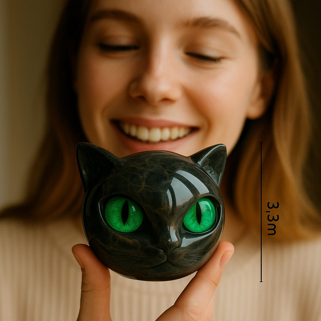 NyxCharm | Mystical Black Cat Head Sculpture - Gothic Decor