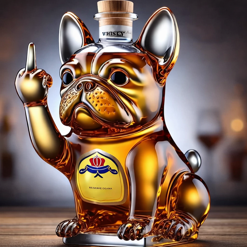 Whiskey Decanter Bulldog Glass Bottle Funny Bar Display