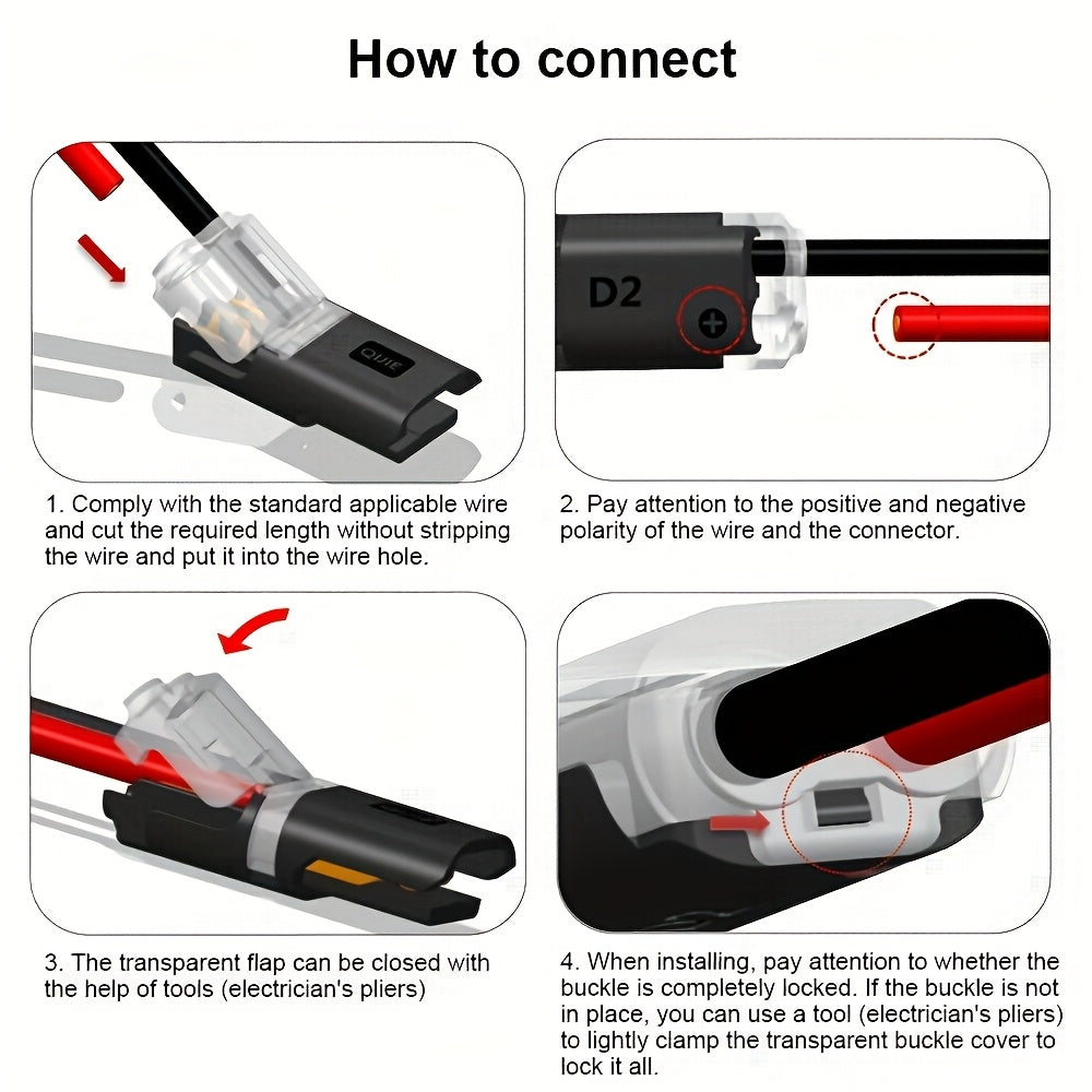 Wire Connectors Push 2 Pin LED Double Wire Plug