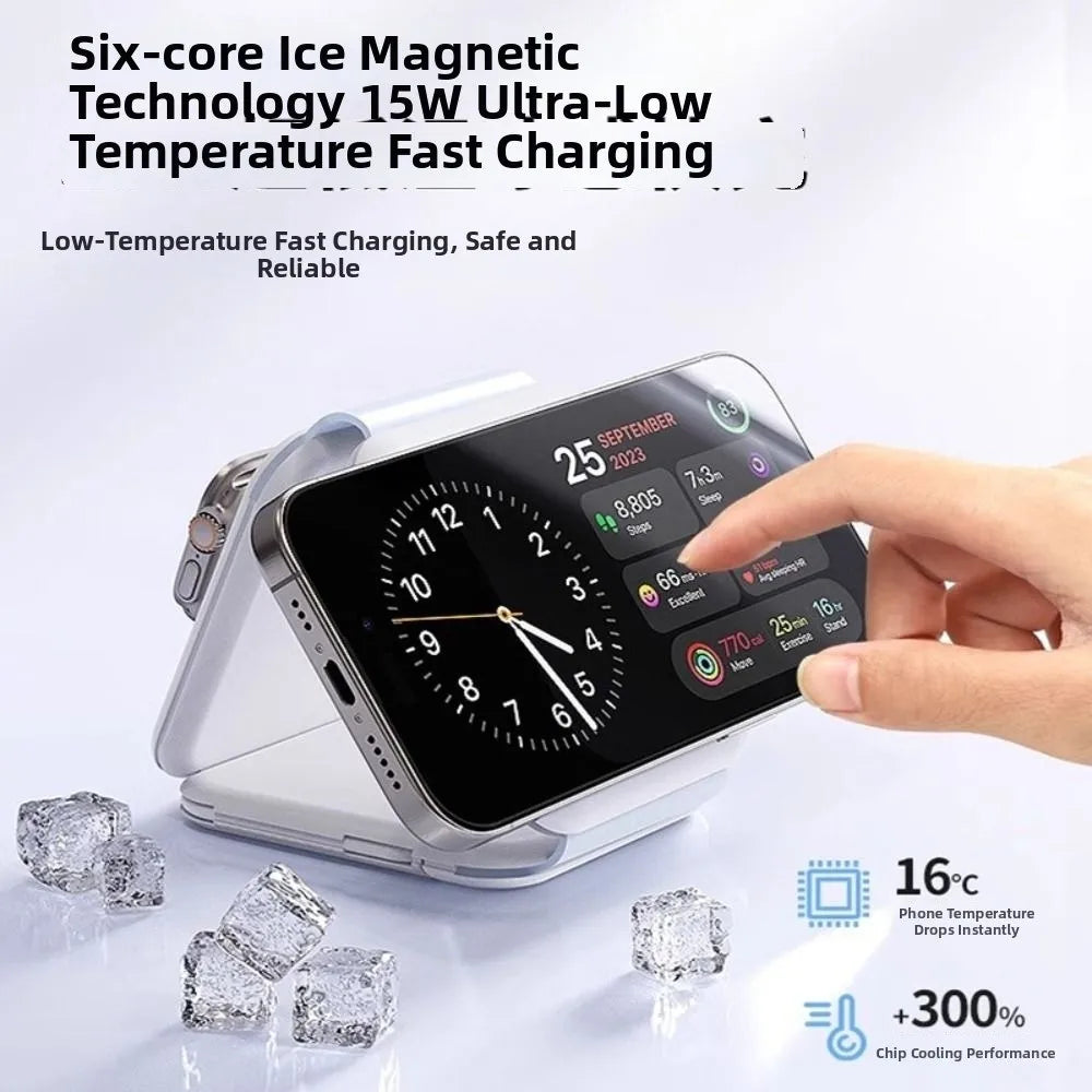 Wireless Charger Magnetic Foldable Charging Station Stand