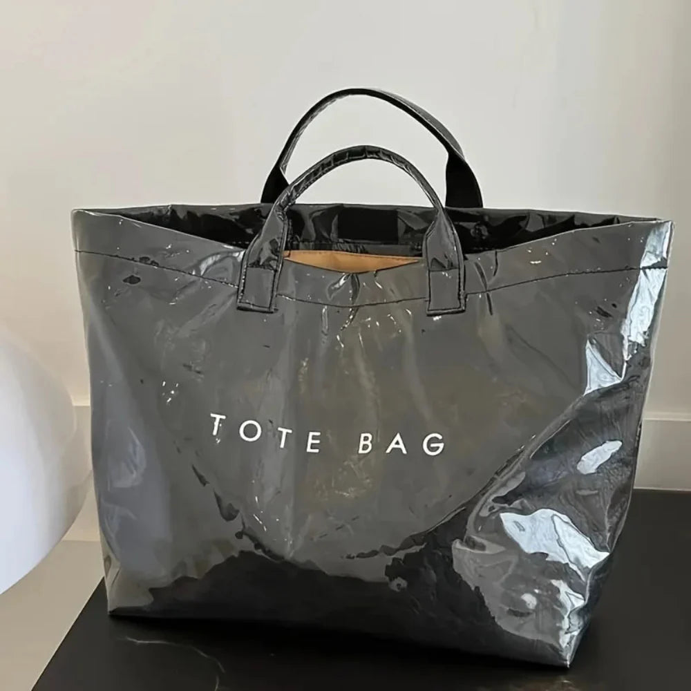 Women's Large Tote Bag - Metallic Oversized Reusable Handbag