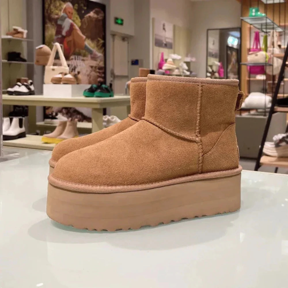 Women’s Platform Ankle Boots - Warm Fur Lining Stylish Comfort