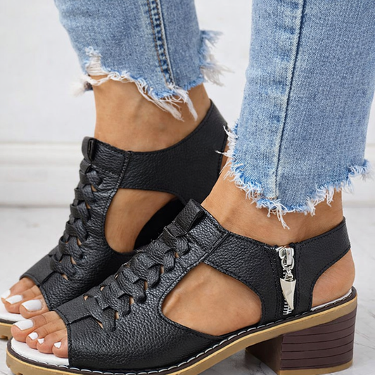 Women's Work Ankle Sandals Heels Platform Lace Up