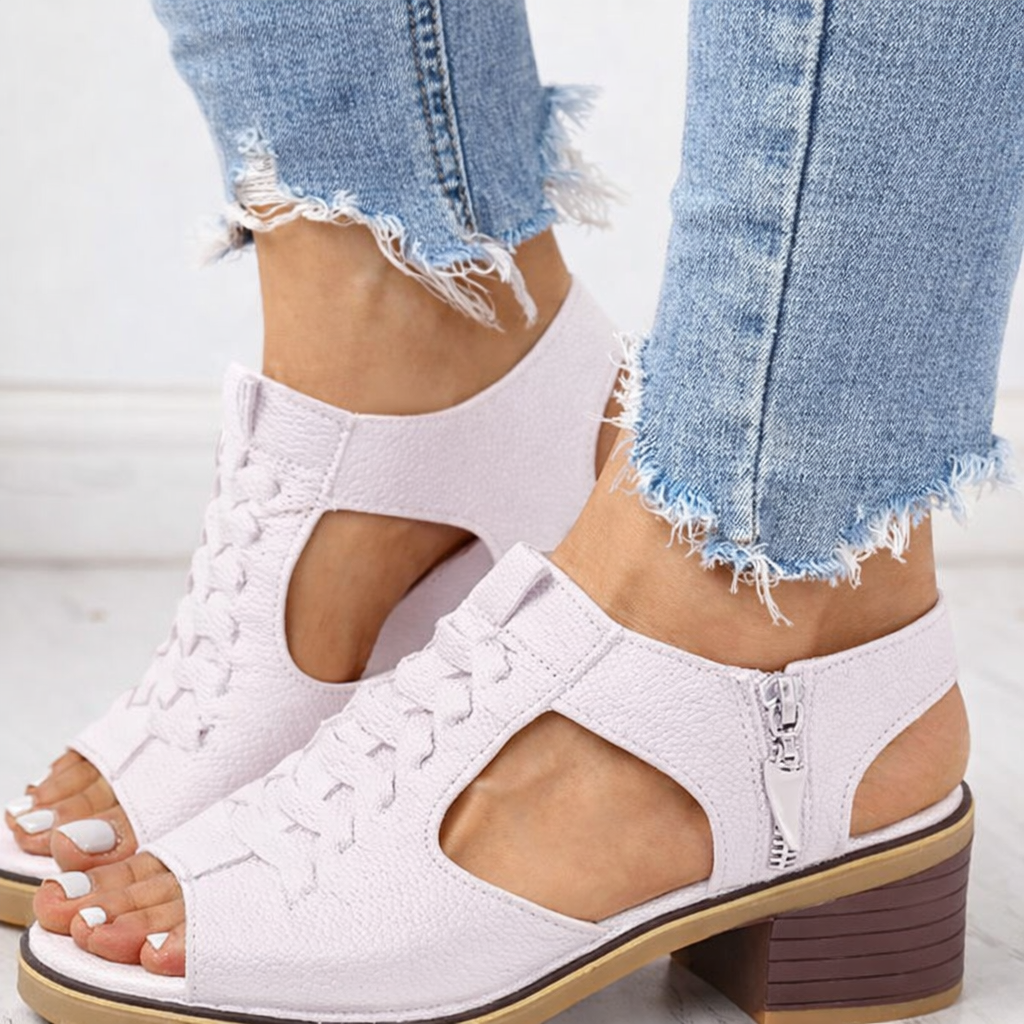 Women's Work Ankle Sandals Heels Platform Lace Up