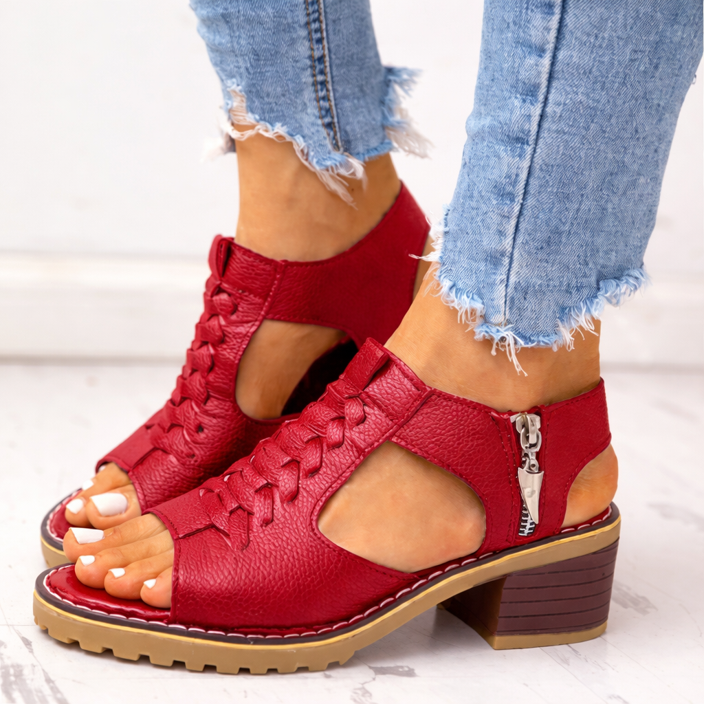 Women's Work Ankle Sandals Heels Platform Lace Up