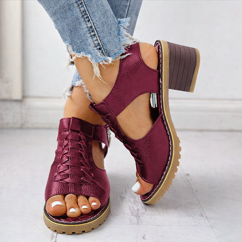 Women's Work Ankle Sandals Heels Platform Lace Up