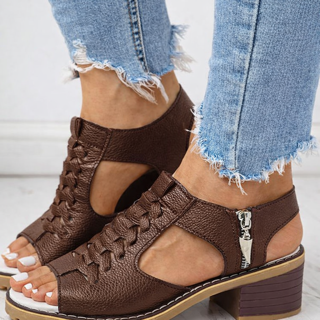 Women's Work Ankle Sandals Heels Platform Lace Up