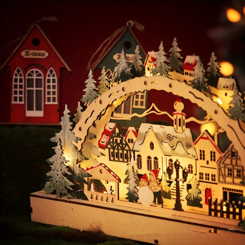 Christmas Ornaments LED Village Wooden Tabletop Decoration