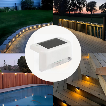 Warm White LED Solar Step Lights – Waterproof Outdoor Path & Stair Lamps for Garden, Patio, Balcony & Fence