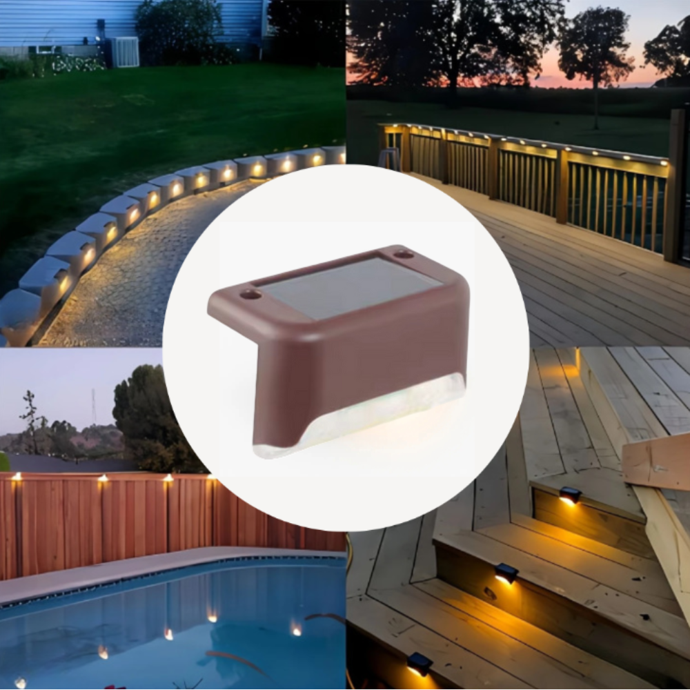 Warm White LED Solar Step Lights – Waterproof Outdoor Path & Stair Lamps for Garden, Patio, Balcony & Fence