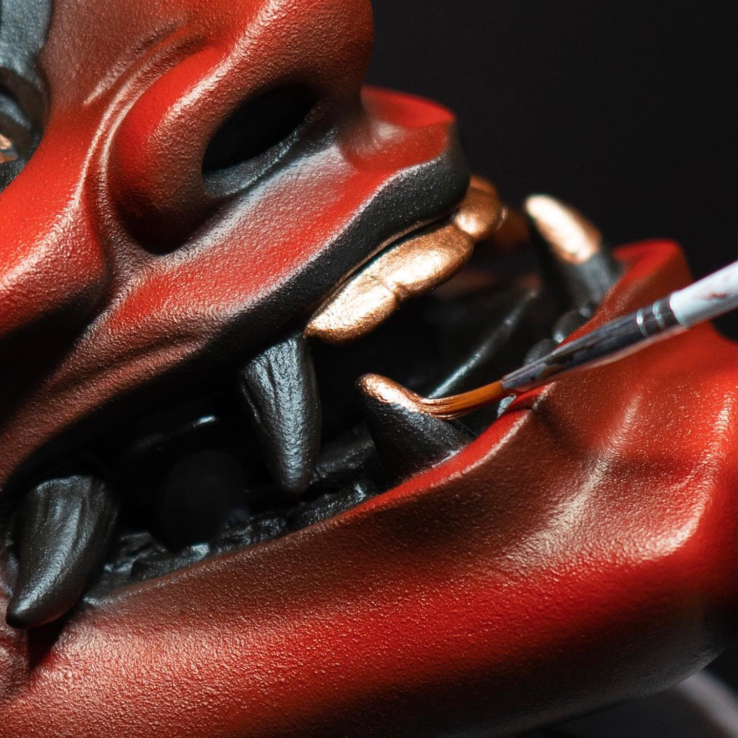 Red Hannya Demon Mask – Handcrafted Japanese Resin Oni Mask for Cosplay, Halloween, Samurai Costumes & Wall Decor