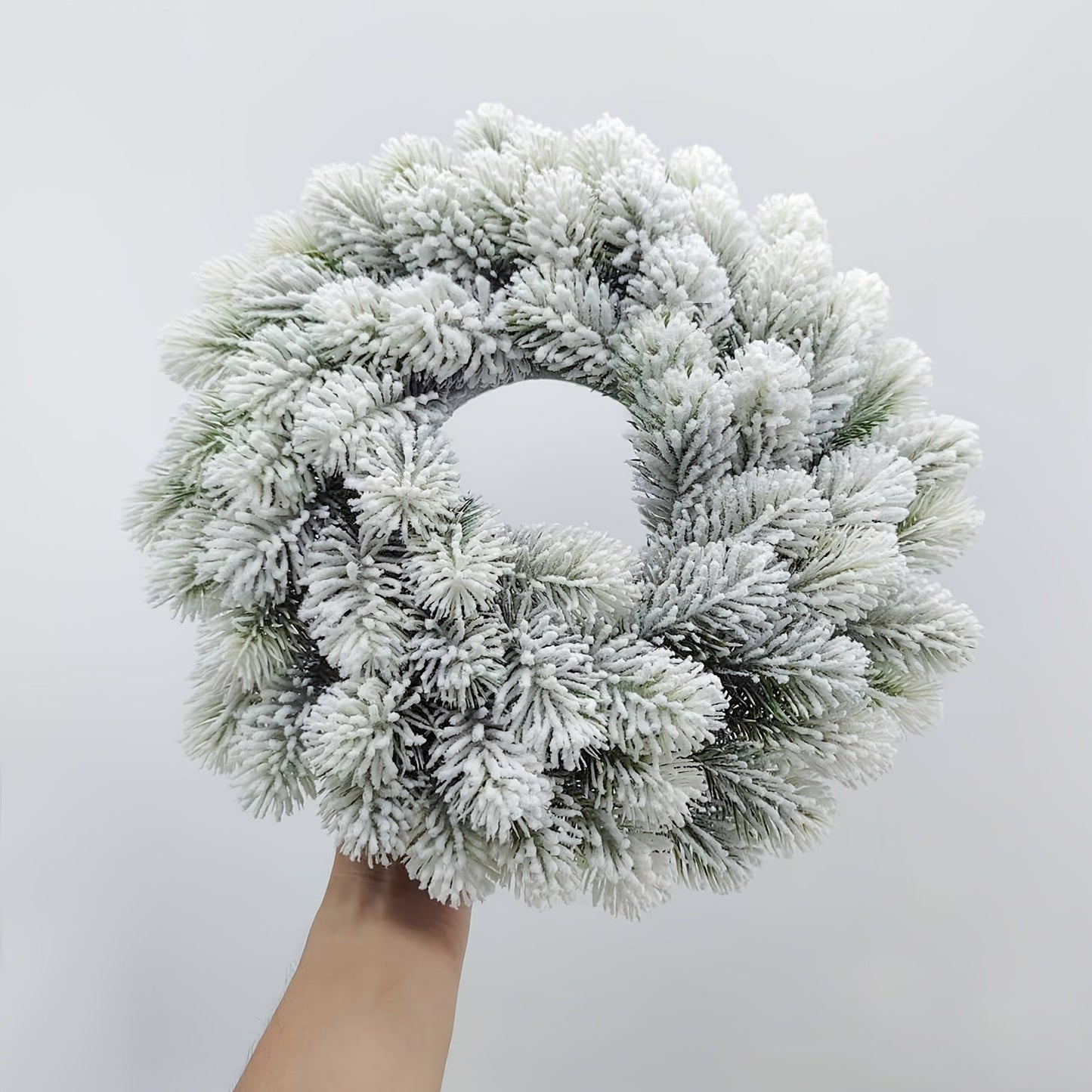 Christmas Wreath Snow Flocked Pine Door Wall Hanging Decoration