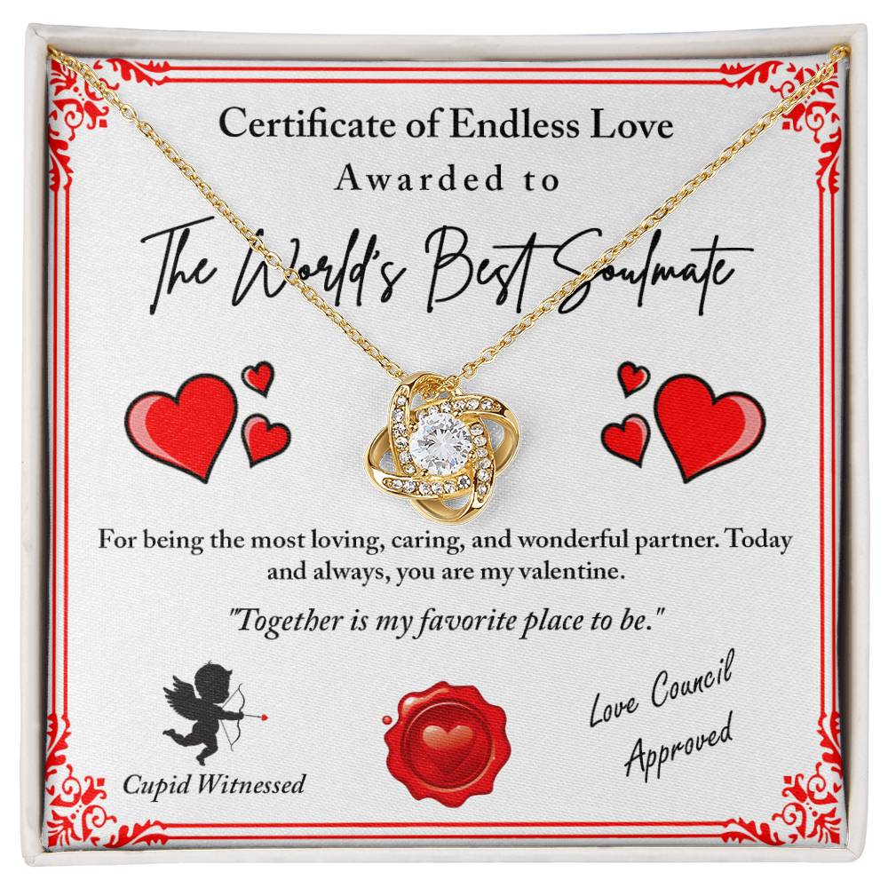 Love Certificate - Cupid Witnessed - Love Knot Necklace