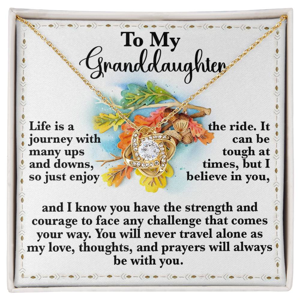 Granddaughter - Never Travel Alone - Love Knot Necklace