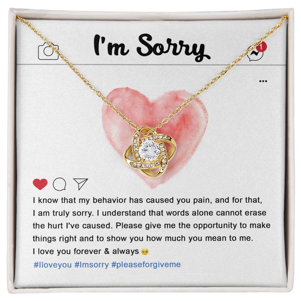 Sorry - Cannot Erase - Love Knot Necklace