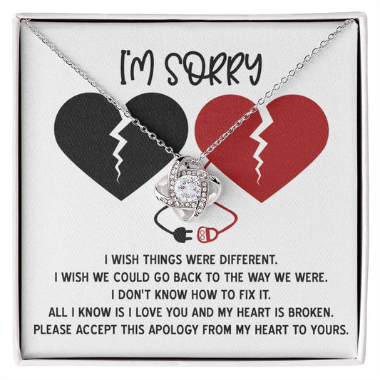 Sorry - Heart Is Broken - Love Knot Necklace