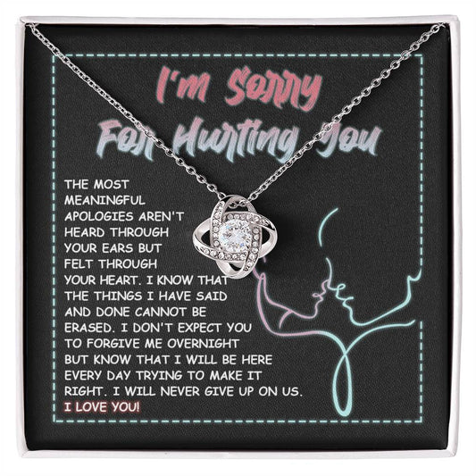 Sorry - Never Give Up - Love Knot Necklace