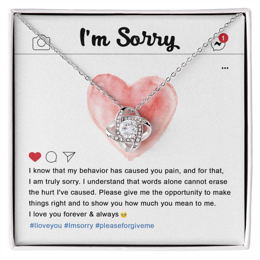 Sorry - Cannot Erase - Love Knot Necklace
