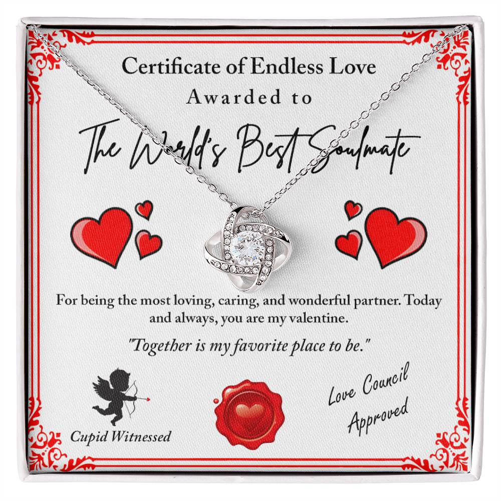 Love Certificate - Cupid Witnessed - Love Knot Necklace