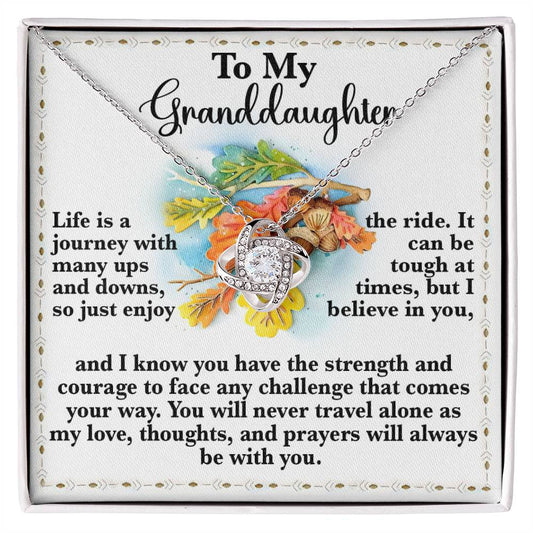 Granddaughter - Never Travel Alone - Love Knot Necklace