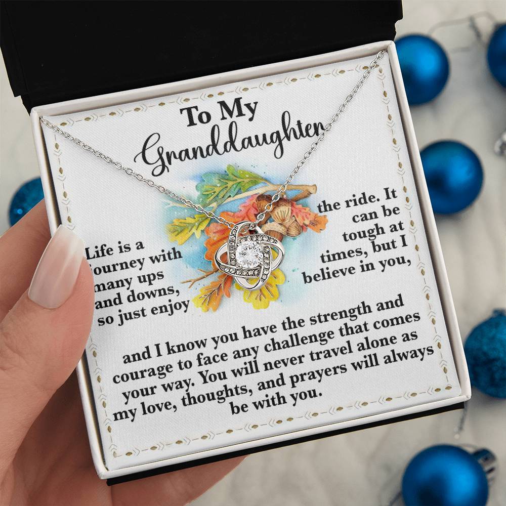 Granddaughter - Never Travel Alone - Love Knot Necklace