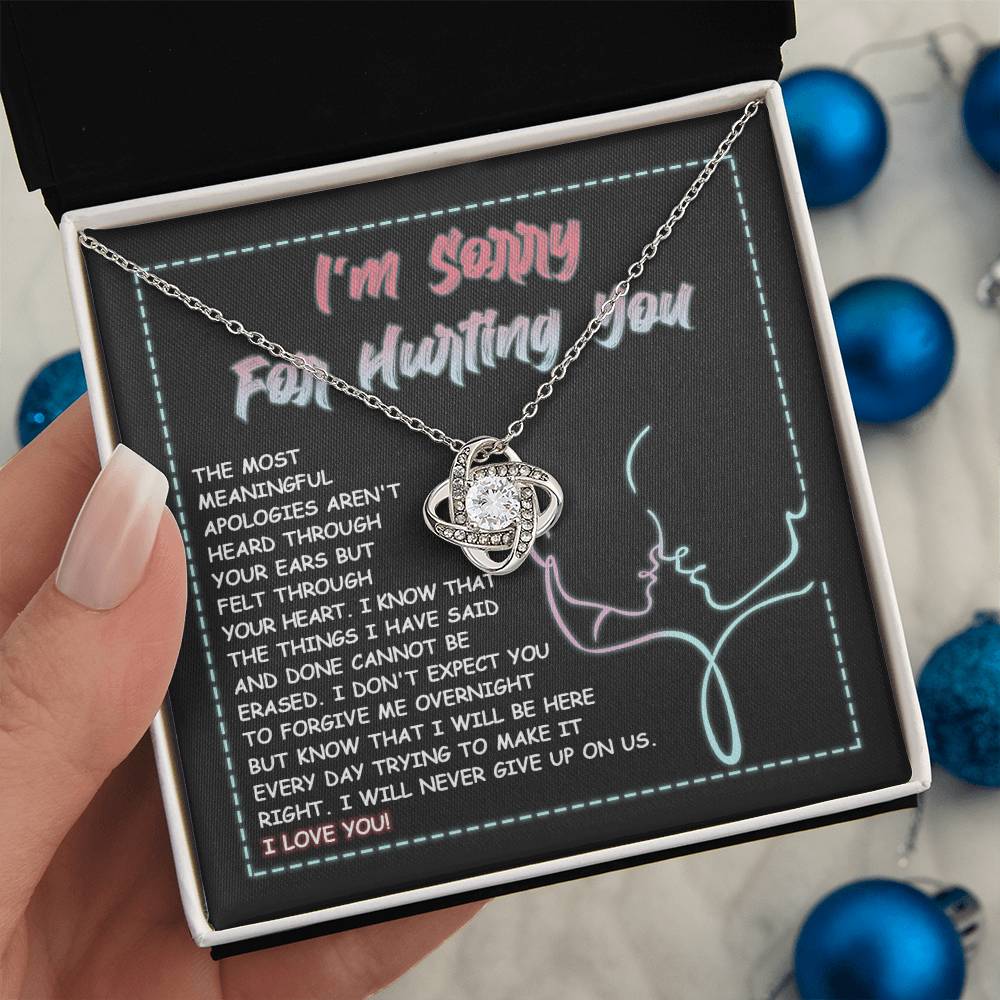 Sorry - Never Give Up - Love Knot Necklace