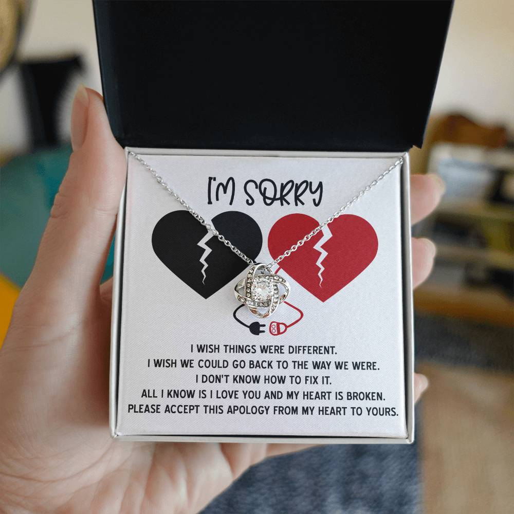 Sorry - Heart Is Broken - Love Knot Necklace