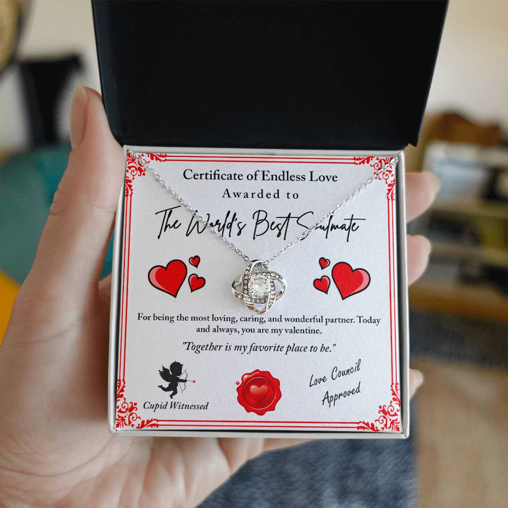 Love Certificate - Cupid Witnessed - Love Knot Necklace
