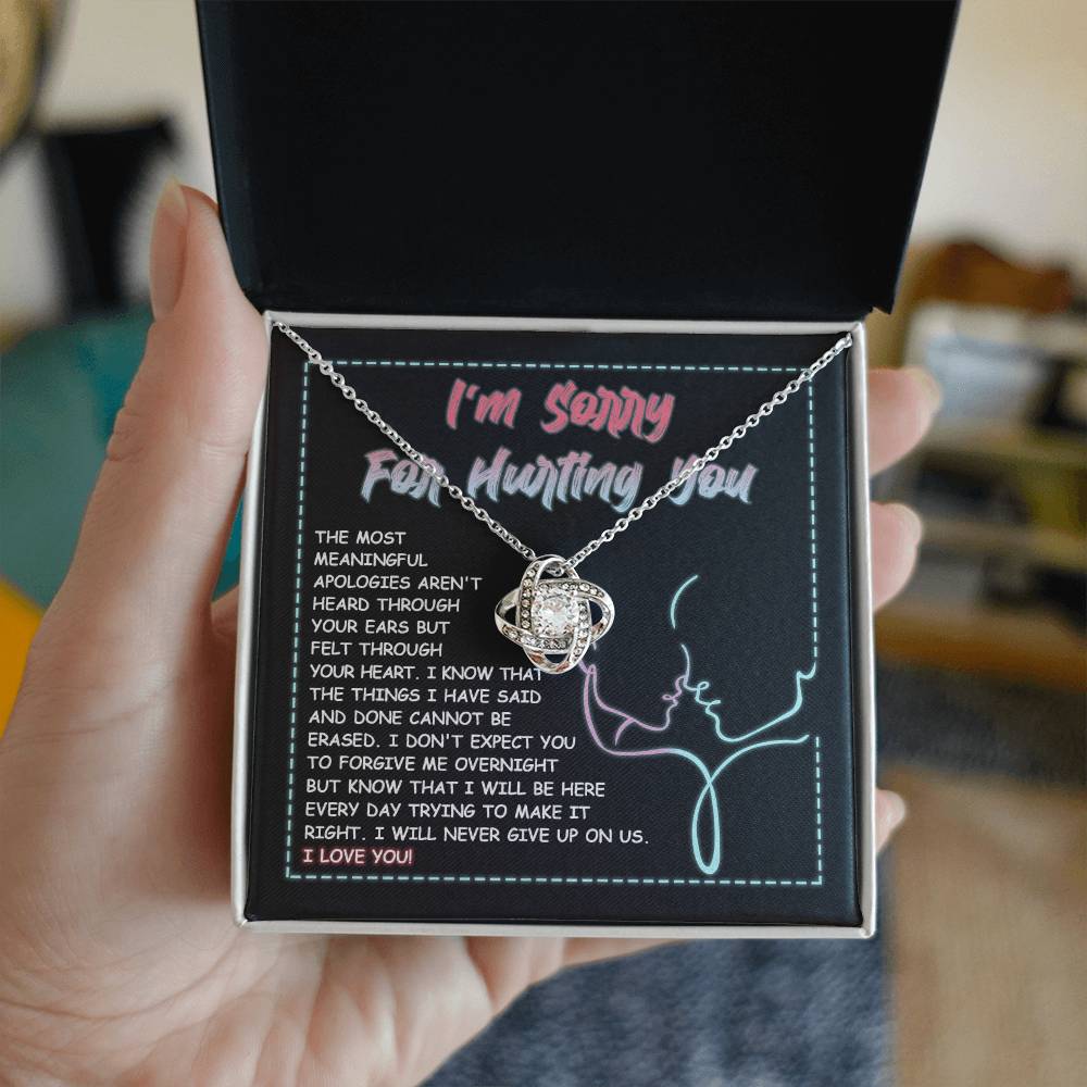 Sorry - Never Give Up - Love Knot Necklace