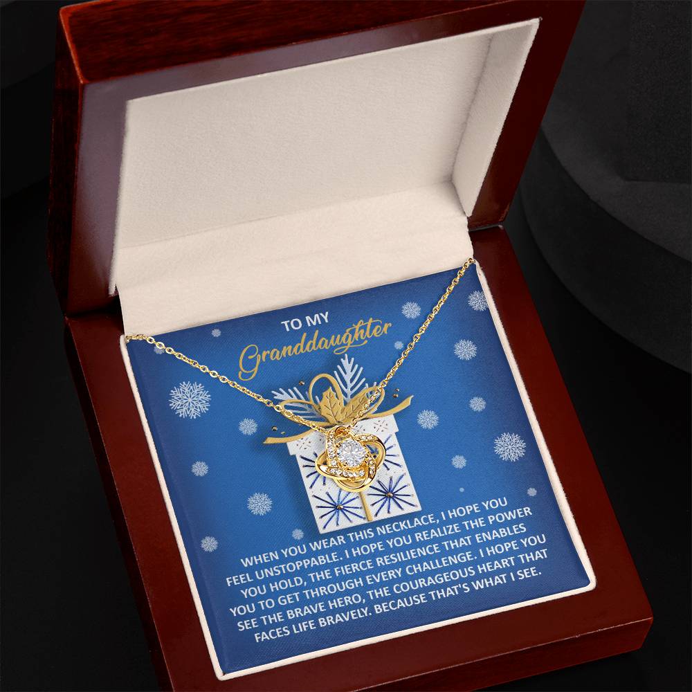 Granddaughter - Brave Hero - Love Knot Necklace