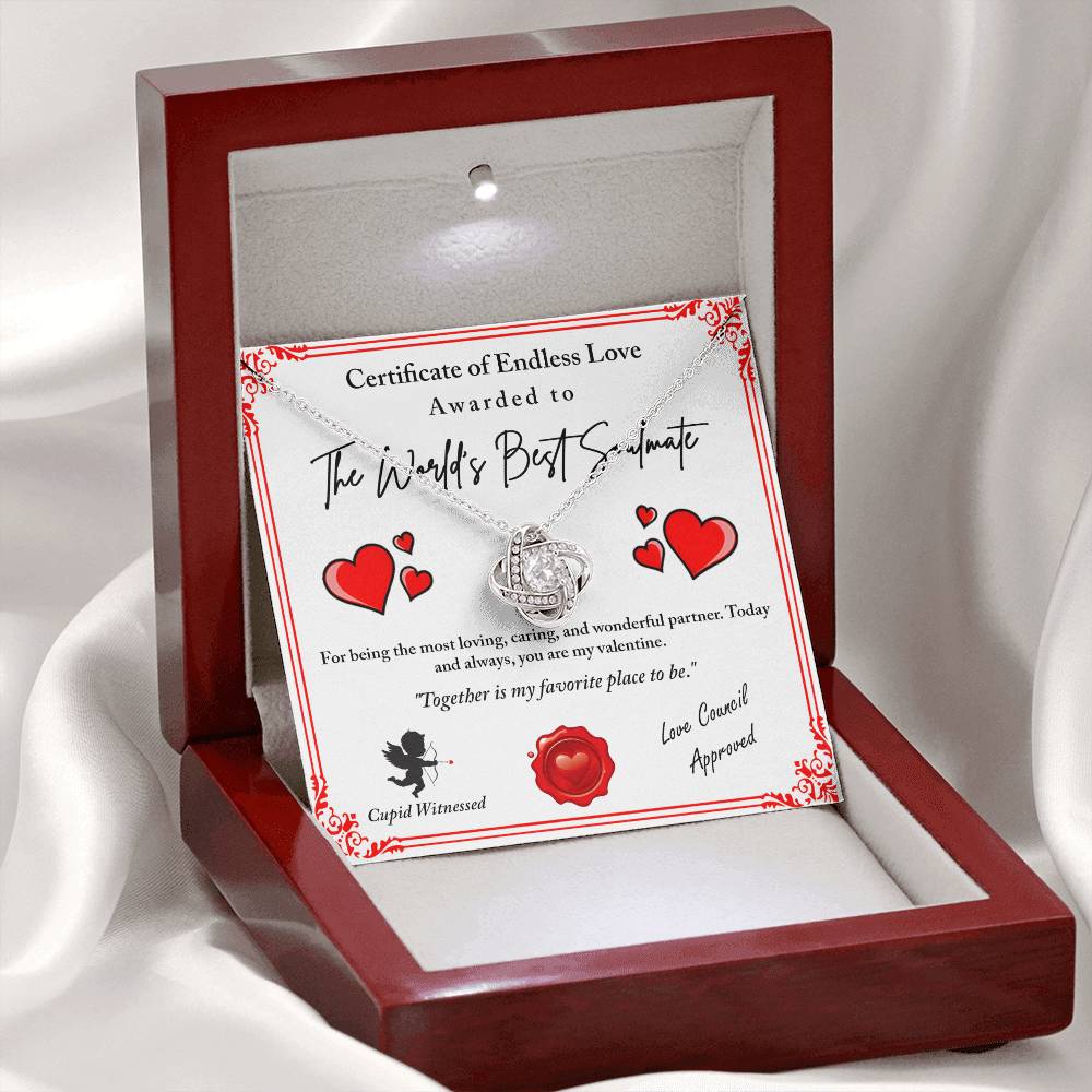 Love Certificate - Cupid Witnessed - Love Knot Necklace
