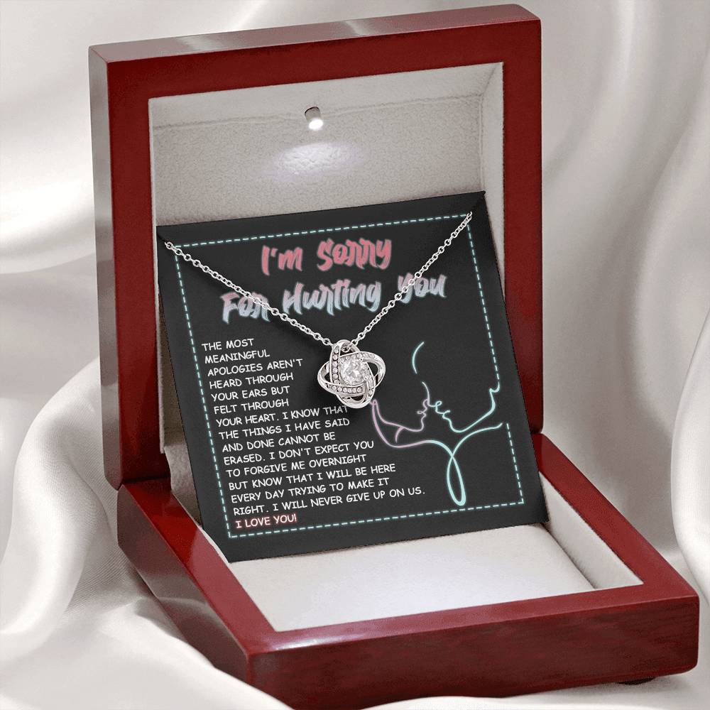 Sorry - Never Give Up - Love Knot Necklace