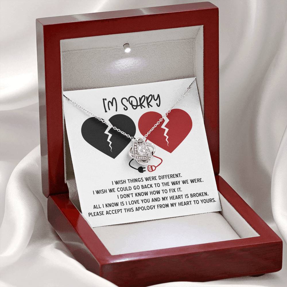 Sorry - Heart Is Broken - Love Knot Necklace