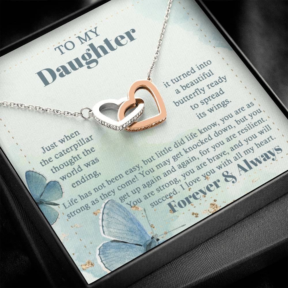Daughter - Beautiful Butterfly - Interlocking Hearts