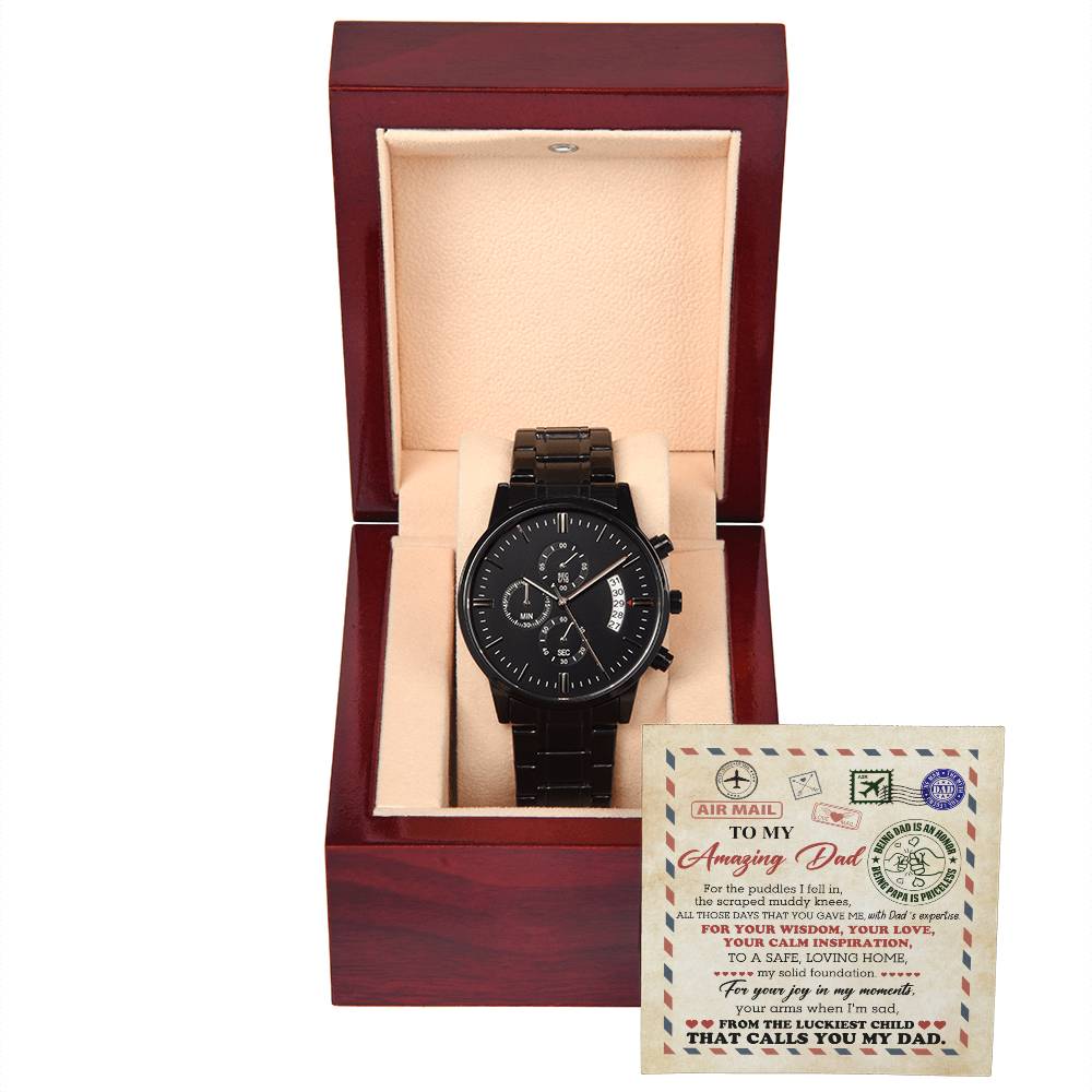 Dad - The Luckiest Child - Metal Chronograph Watch
