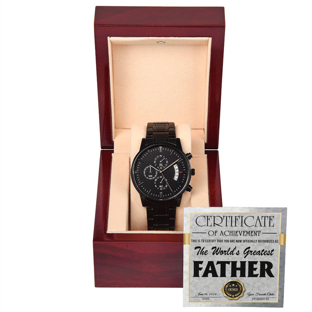 Dad - World's Greatest Father - Metal Chronograph Watch