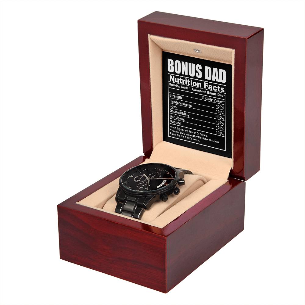Bonus Dad - Nutrition Facts - Metal Chronograph Watch